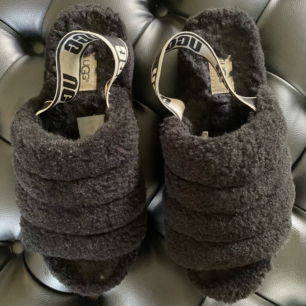 Women's Fluff Yeah Slide Slippers Black Size 9